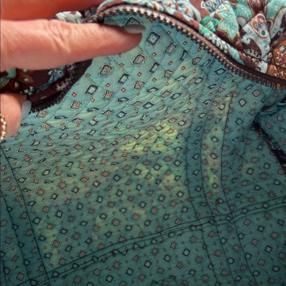 Vera Bradley Quilted Floral Tote Bag in Brown and Teal - Picture 5 of 5